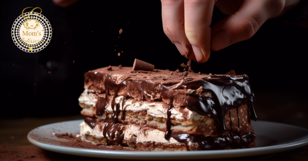 Baker hand Dusting Chocolate Powder - MangoGhunti - Chocolate Eclair Cake Recipe